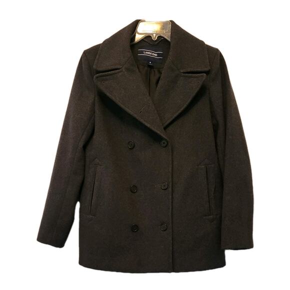 Lands End Wool Blend Women's Double Breasted Pea Coat Gray Size 4 - Picture 1 of 16